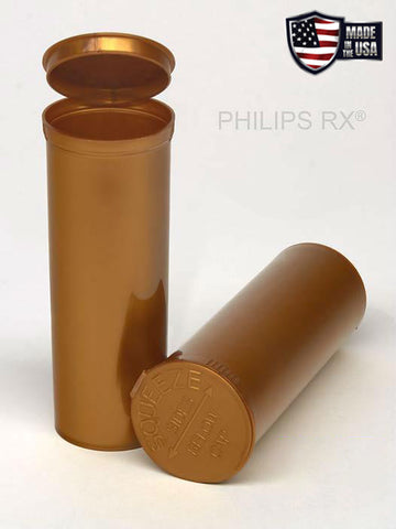 Philips RX 60 Dram Pop Top Vial - 1/2 Oz - Child Resistant - Gold - Opaque (75 Count)-Pop Top Vials