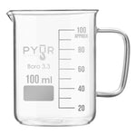 Pyur Glass Concentrate Beaker Low Form with Spout and Graduations with Handle - 100ml - (1 Count)-Hydroponics