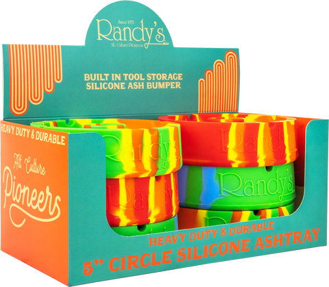 Randy's 5" Round Silicone Ashtray Display - Assorted Colors - (6 Count Display)-Rolling Trays and Accessories
