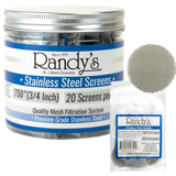 Randy's .750" Stainless Steel Screen Jar - Available In Stainless Steel Screen OR Brass - (36 Packs Per Display)-Hand Glass, Rigs, & Bubblers