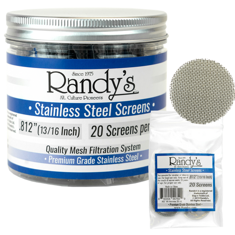Randy's .812" Screen Jar - Available In Stainless Steel Screen OR Brass - (36 Packs Per Display)-Hand Glass, Rigs, & Bubblers