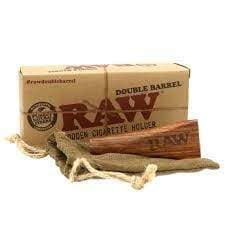 RAW Authentic 1 1/4 Size Wooden Double Barrel Holder-Papers and Cones