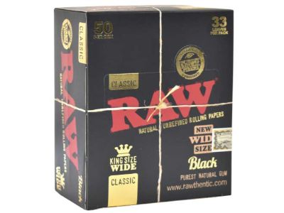 RAW Authentic Black Classic King Size Wide - (50 Count)-Papers and Cones