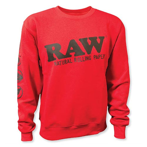 RAW Authentic Crewneck Sweatshirt - Red - Various Sizes - (1 Count or 3 Count)-Novelty, Hats & Clothing