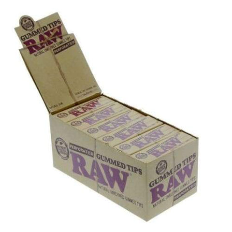 RAW Authentic Gummed Tips Perforated 24 Count Per Display-Papers and Cones