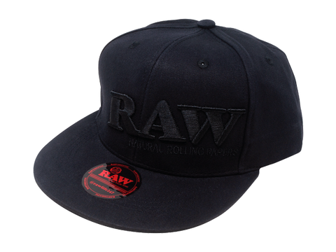 RAW Authentic Hat Black on Black Flat Brim Flex Fit Hat - (Various Sizes) - (1CT, 3CT OR 6 Count)-Novelty, Hats & Clothing