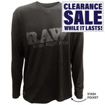 RAW Authentic Long Sleeve Black V-Neck - Black - Various Sizes - (1 Count or 3 Count)-Novelty, Hats & Clothing