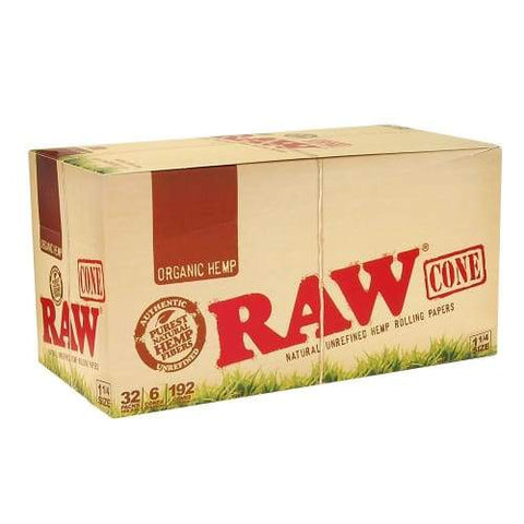 RAW Authentic Organic Cones (6 Count) 32 Packs 1 1/4"-Papers and Cones