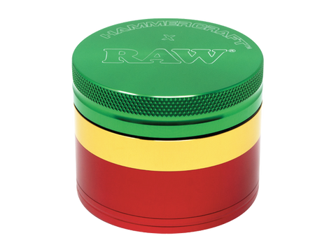 RAW Grinder X Hammercraft 2.2" 4-Piece Grinder - Rasta - 55mm - (1 Count, 3 Count, OR 6 Count )-Grinders