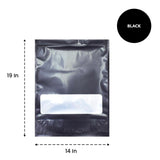 SAMPLE of Mylar Bag Black With Window - 1 Lb Bag - 448 Grams - 14.5" x 19 - (1 Count SAMPLE)-Mylar Smell Proof Bags