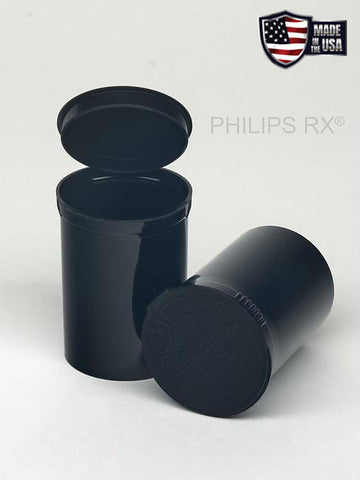 SAMPLE of Pop Top Vial - Philips 30 Dram - 1/4 Oz - Child Resistant - Black - Opaque - (1 Count SAMPLE)-Pop Top Vials