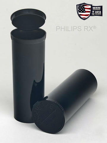 SAMPLE of Pop Top Vial - Philips 60 Dram - 1/2 Oz - Child Resistant - Black - Opaque - (1 Count SAMPLE)-Pop Top Vials