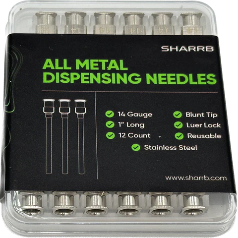 SHARRB - Dispensing Needle 1" - All Metal Stainless Steel Blunt Tip Luer Lock - (14 Gauge) - (12 Pack)-Processing and Handling Supplies