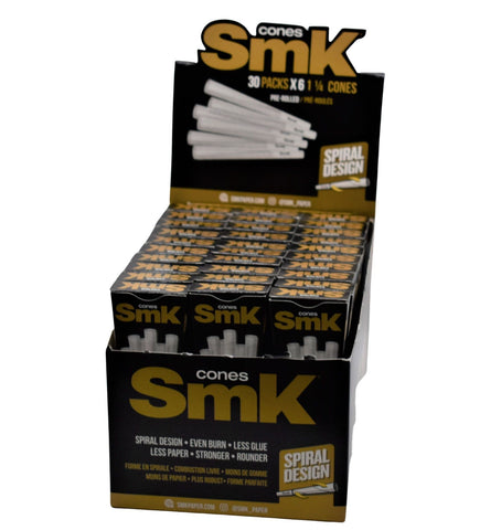 SMK 1 1/4 Size Spiral Design Cones - 6 Cones Per Pack - (30 Count Display)-Papers and Cones