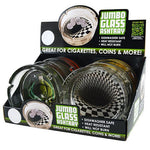 Smokezilla Jumbo Glass Round Ashtray - 022175 - (6 Count Display)-Rolling Trays and Accessories