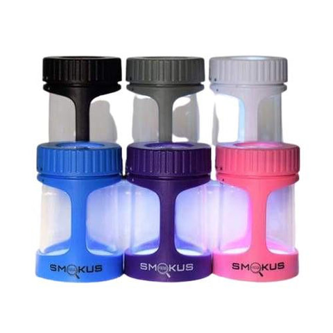 Smokus Focus Stash Lightup Jar with LED Light - Rechargeable with Magnifying Display - Available in Various Colors-Glass Jars