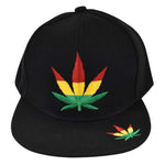 Snap Back Flat Bill - Rasta Leaf & Fume Cap - (1CT, 3CT OR 6 Count)-Novelty, Hats & Clothing