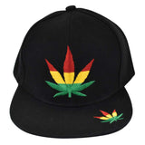 Snap Back Flat Bill - Rasta Leaf & Fume Cap - (1CT, 3CT OR 6 Count)-Novelty, Hats & Clothing