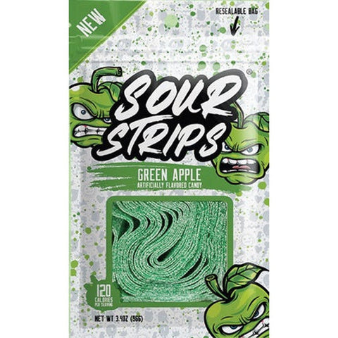 Sour Strip Peg Bag - Green Apple - (12 Count)-Exotic Snacks