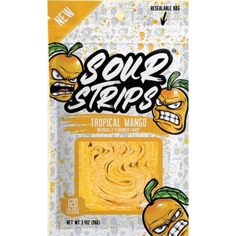 Sour Strip Peg Bag - Tropical Mango - (12 Count Display)-Exotic Snacks