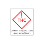 "THC" "Contains Marijuana*. Keep Away From Children" .75" x .875" 1000 Count-Prescription Labels & State Compliant Labels