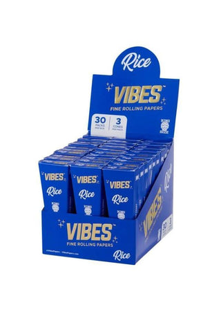 Vibes Rice Cones King Size - (30 Packs Per Box - 3 Cones Per pack)-Papers and Cones
