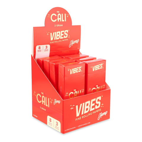 Vibes - The Cali - Hemp 2 Gram Cylindrical Shape Paper - 3 Per Pack - (8 Count Per Display)-Papers and Cones