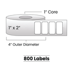 Zebra Direct Thermal Labels - 1" x 2" - 1" Core / 4" Outer Diameter - (800 Labels Per Roll)-Stock Labels