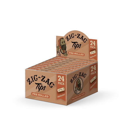 Zig-Zag Biodegradable Unbleached Rolling Tips 24 Tips Per Booklet - (20 Count Display)-Papers and Cones
