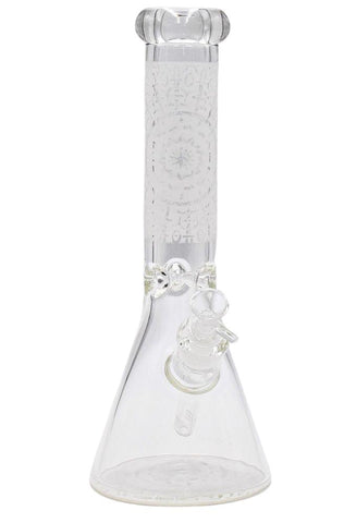 13" Heavy Glass Engraved Pattern Design Ice Catcher Beaker Bubbler - Color May Vary - (1 Count)