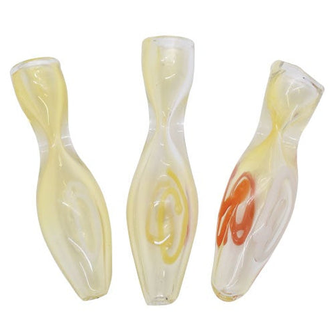 3" Fat body Chillum - Various Designs WP733 - Color May Vary - (Various Counts)