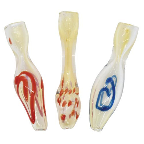 3" Fat body Swirl Chillum - Various Designs WP735 - Color May Vary - (Various Counts)