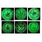 3.3" Glow In The Dark Glass Fashion Ashtray - #2 - (6 Count Display)