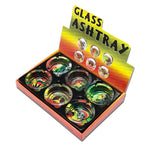 3.5" Glass Fashion Ashtray Rasta Designs - (6 Count Display)