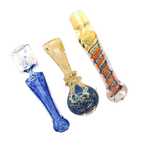 3.5" Silver Fumigation Glass Chillum - Colors May Vary - (1 Count)