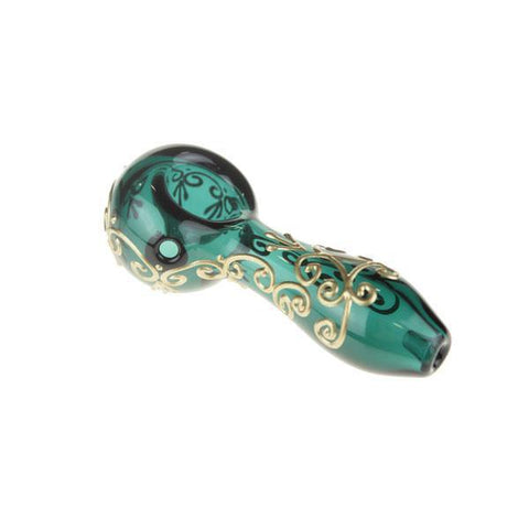 4" Golden Henna Hand Glass - Teal -  (1 Count)