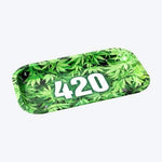 420 Green Metal Rolling Tray - Small or Medium Available - (1CT,5CT OR 10CT)