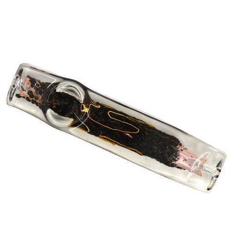 4.5" All Way Flatting Full Gold Fumed Glass Handpipe  - Colors May Vary - (Various Counts)