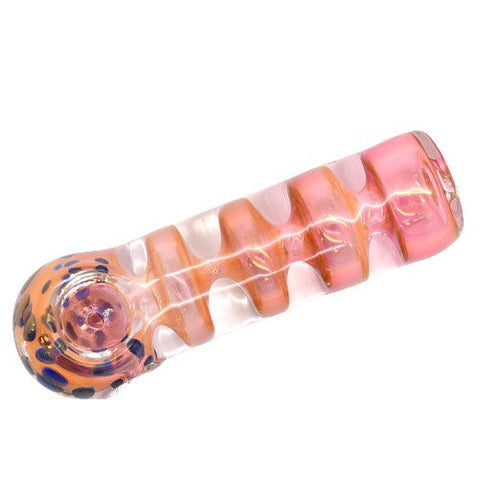 4.5" Multiple Cuts Design Glass Hand Pipe - Colors May Vary - (1 Count)