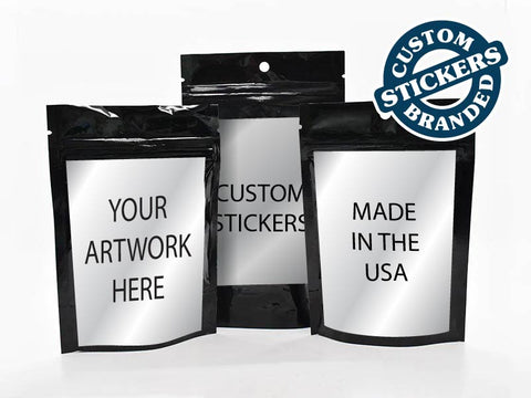 CUSTOM PRINTED STICKERS - 4" x 6" for 1/2 Oz, 1 Oz Mylar Bag, Exit Bags