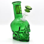 5" Glass Skull Water Bubbler Green, Pink or Blue, with Sticker