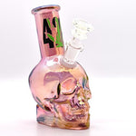 5" Glass Skull Water Bubbler Green, Pink or Blue, with Sticker