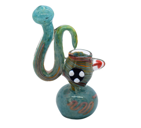 6" Frit Hook Ring Design Water Bubbler - Color May Vary -(1 Count)
