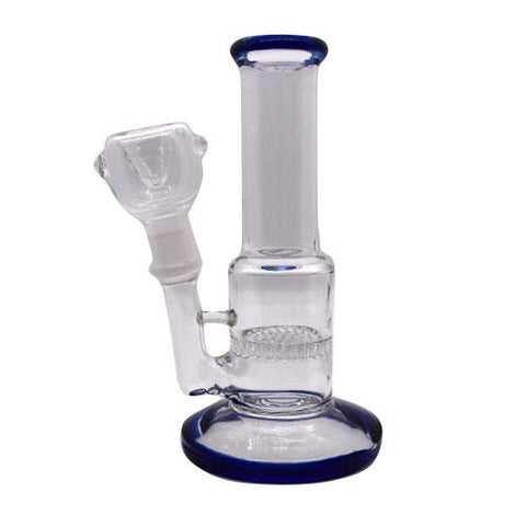 6” Glass Hand Held bubbler, 3in base , artistic blue - removable bowl