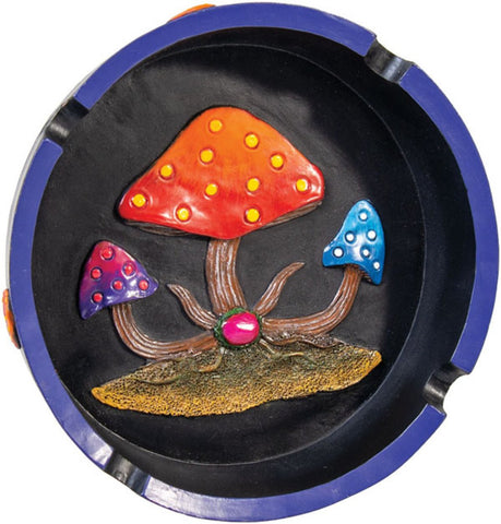 6" Round Polyresin Mushroom Ashtray - Color May Vary - (1 Count)