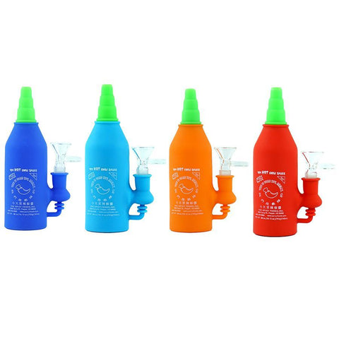 6.5" 420 Hot Chili Bottle Silicone Bubbler - Color May Vary - (1 Count)