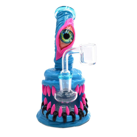 7" 3D Monster Mini Dab Rig with Male Banger - Various Designs & Various Colors - (1 Count)