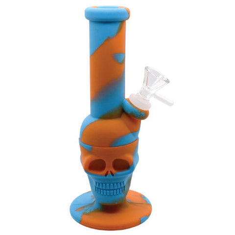 8" Skull Silicone Water Bubbler - Colors May Vary -  (1 Count) - Colors May Vary