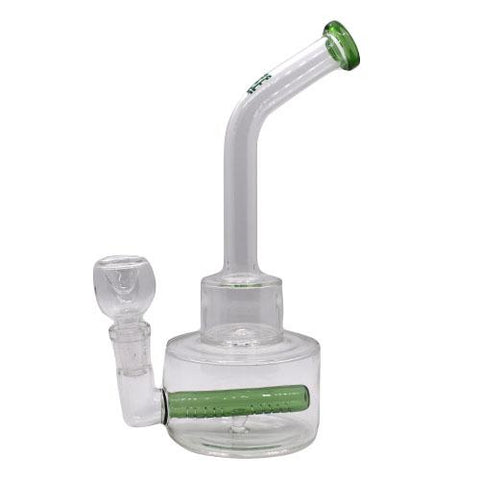 9" Bent Neck Glass Bubbler with Green accent by Hemper - Color May Vary - (1 Count)