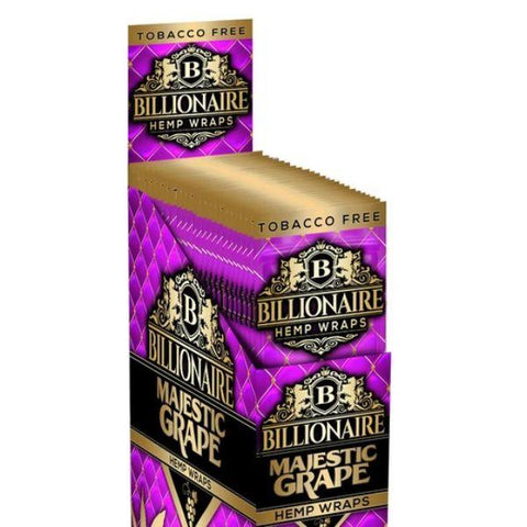 Billionaire Hemp Wraps Majestic Grape Flavor 25 Packs Per Box 2 Wraps Per Pack-Papers and Cones